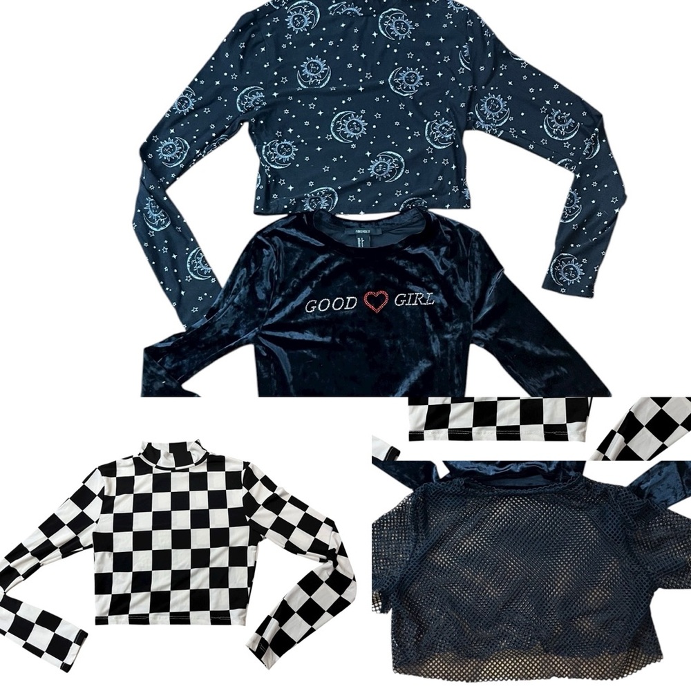 Lot of 4 crop tops size small, celestial, goth, punk styles